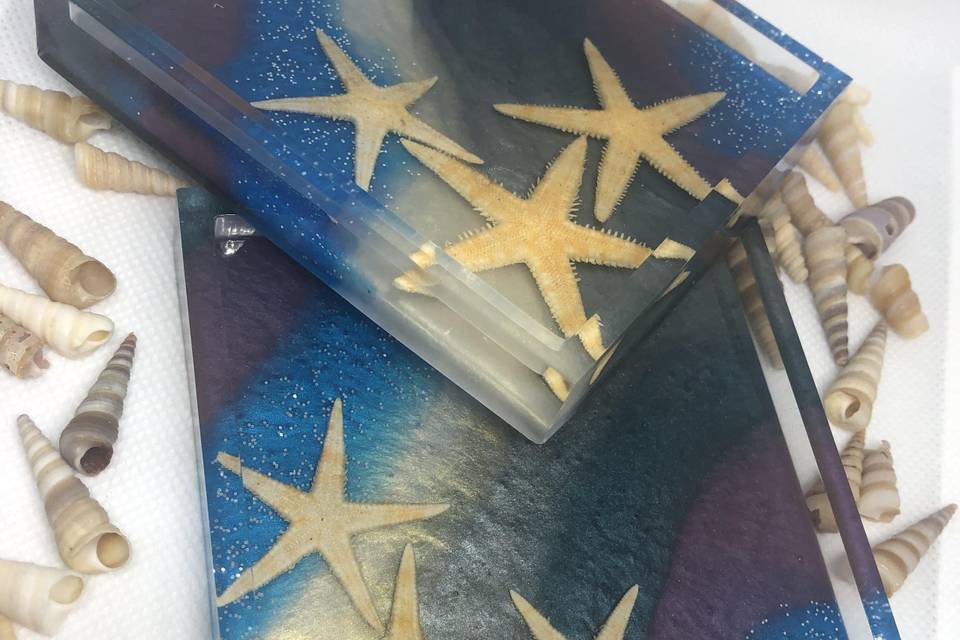 Seashell Glitter Resin coaster