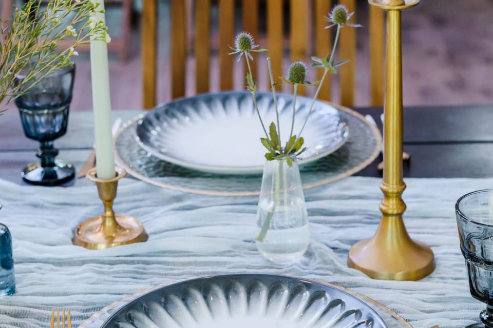 Blue and White Tablescape