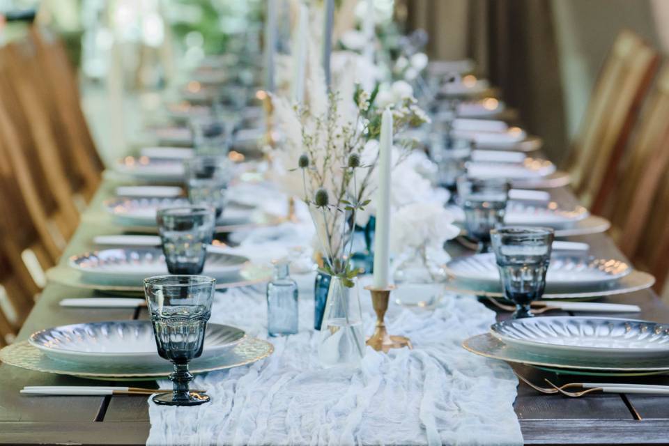 Blue and White Tablescape