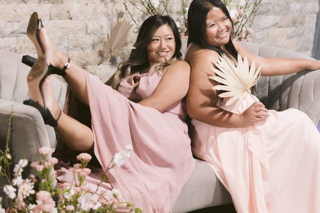 Bridesmaids caught having fun