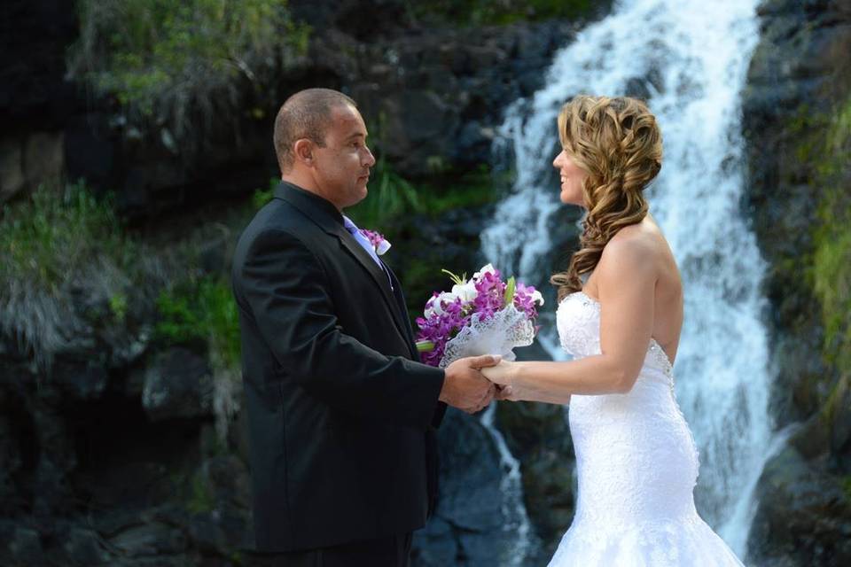 Couple by the waterfalls