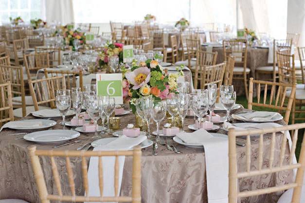 Table setup with centerpiece