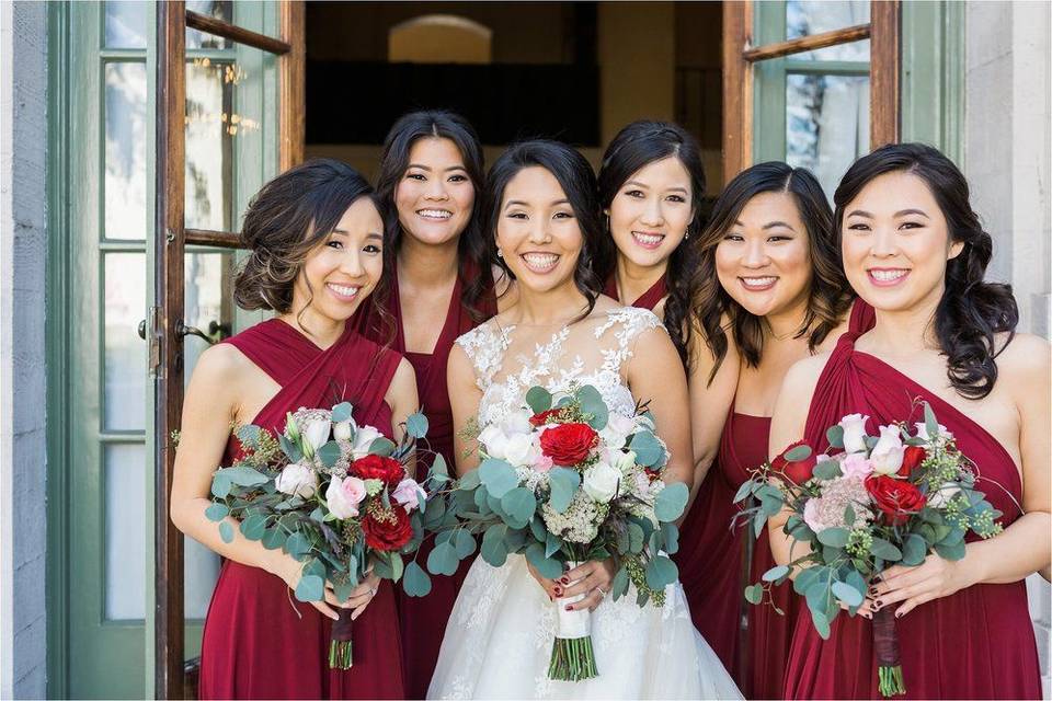 Bridesmaids and the bride