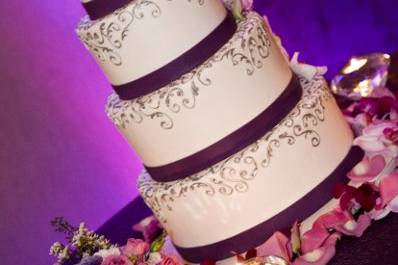 A tiered wedding cake