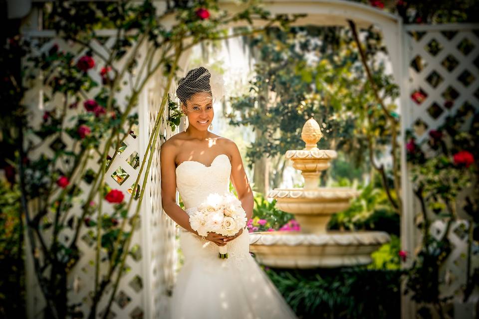 Floral decor and bride