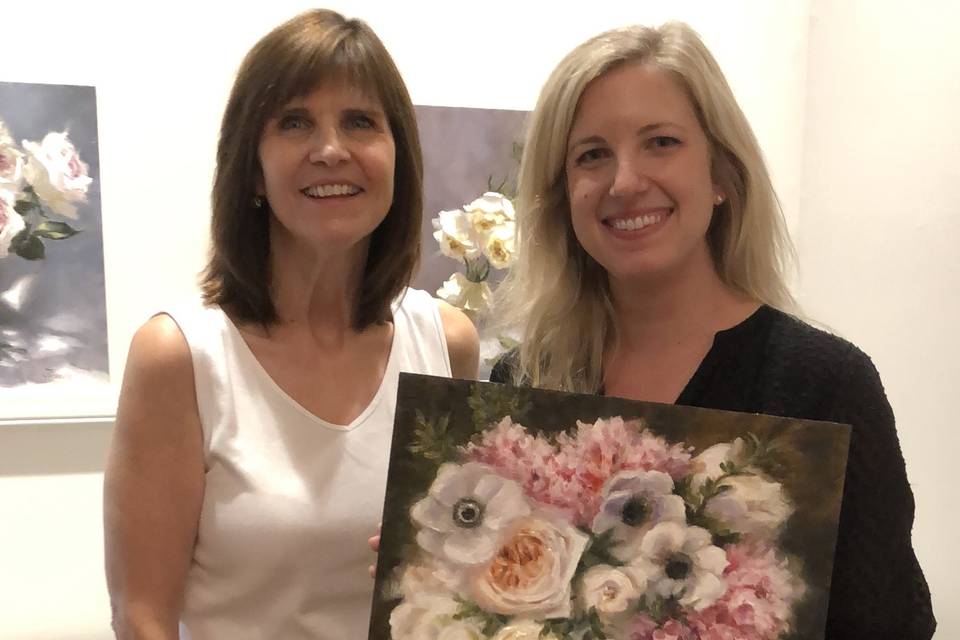 Bride & her bouquet painting