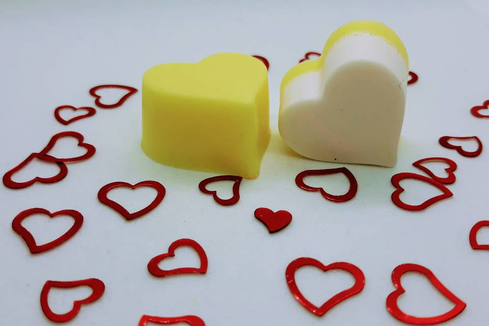 Yellow and white love hearts