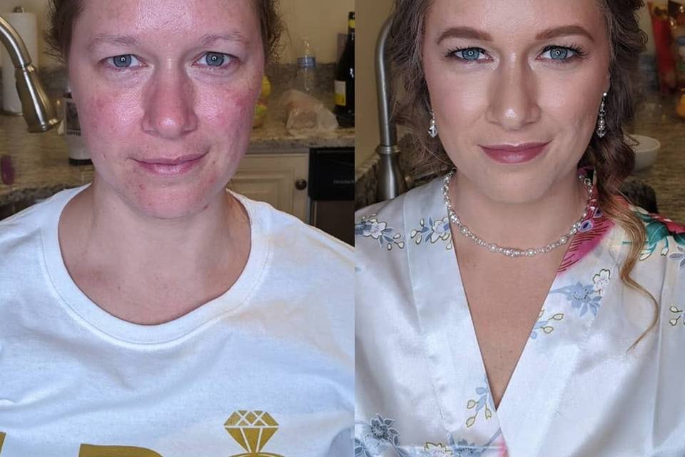 Before/after airbrushed skin