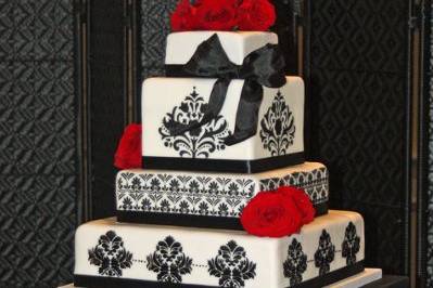 Damask Wedding Cake delivered to Westlake Village Inn