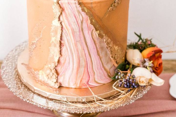 Rust and blush wedding cake