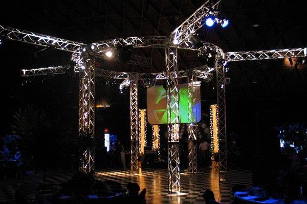 Our Studio 54.  Circular Truss Lighting and Live Video treatments.