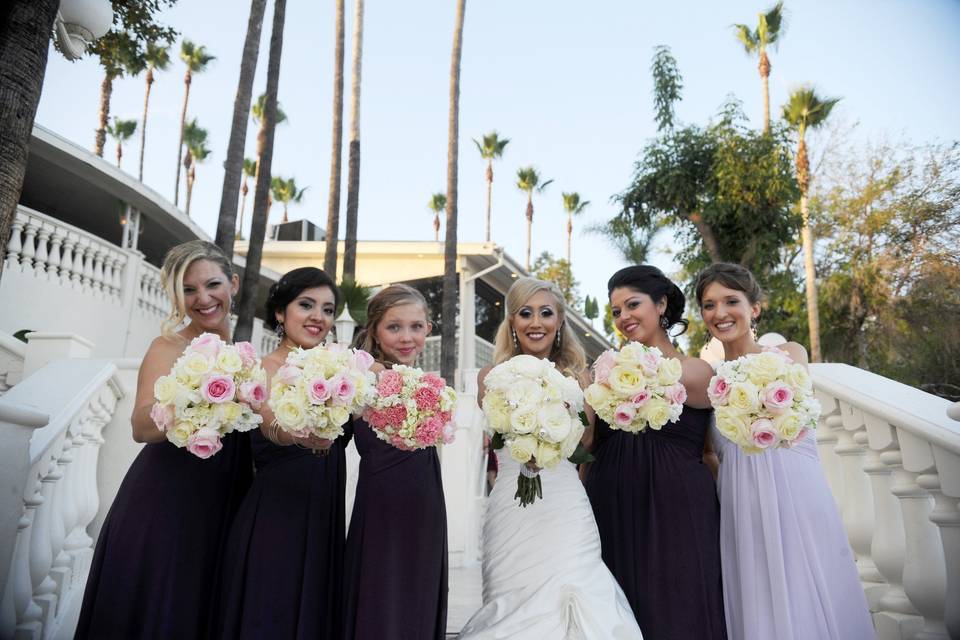 The bride with her bridesmaids