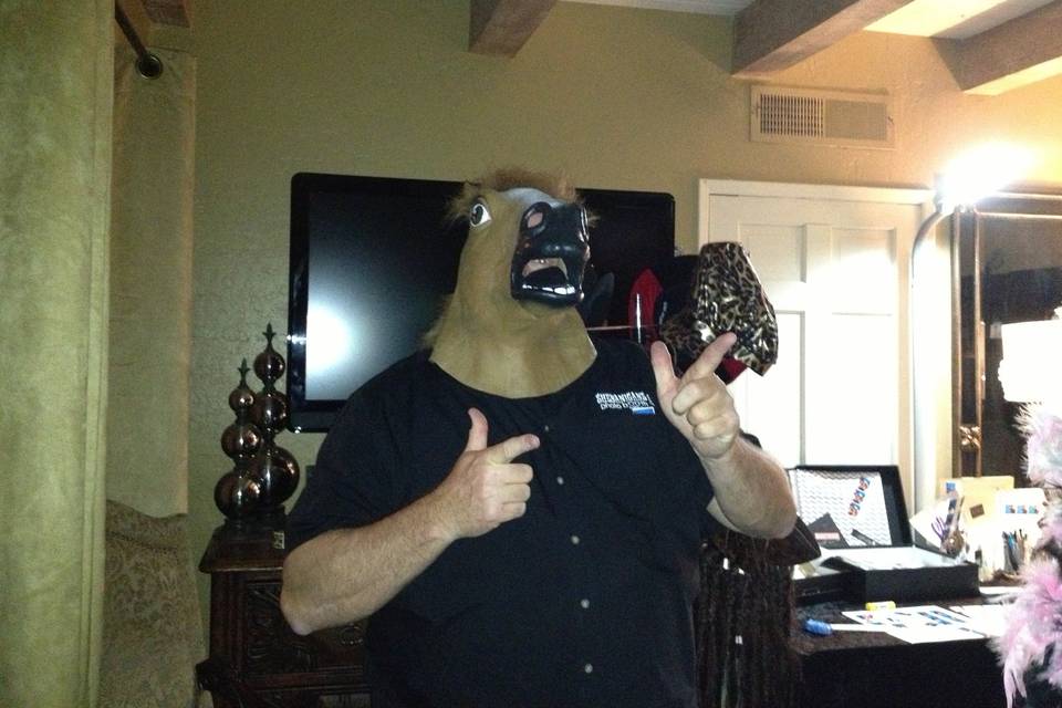 Harry the Horse Head at a birthday party.