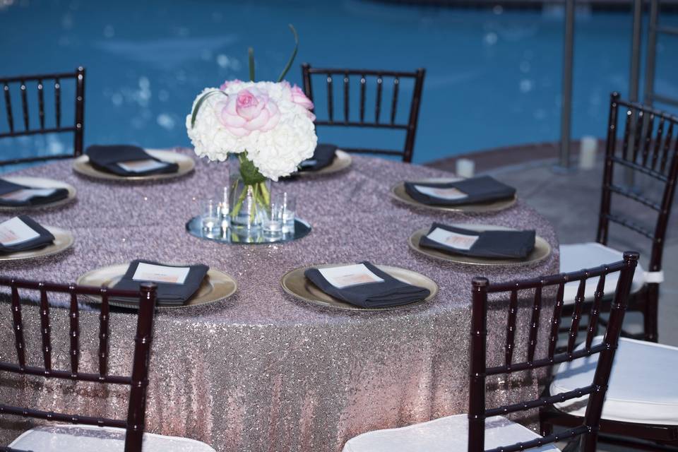 Poolside reception table