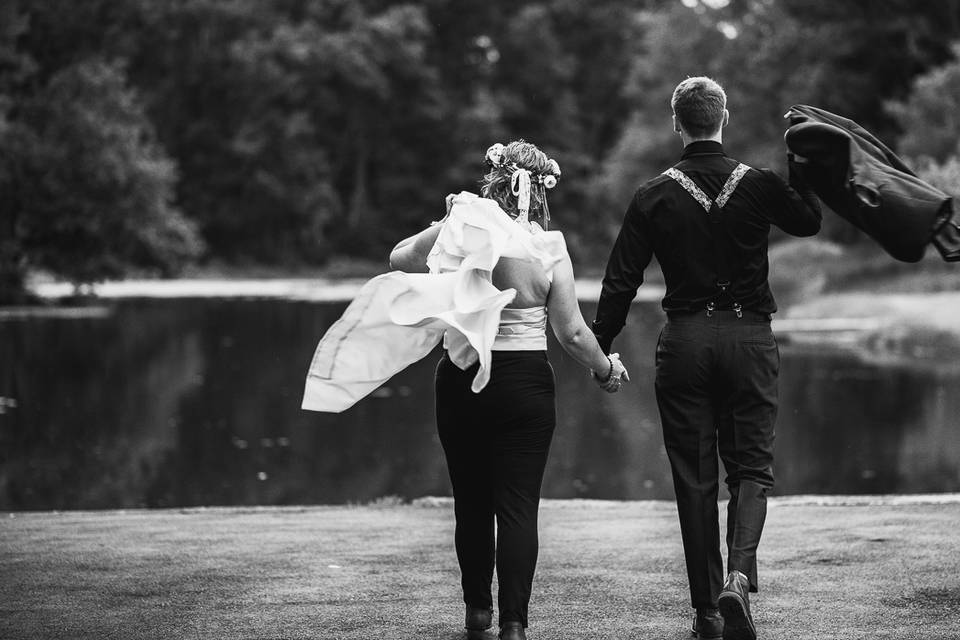 Couple walking away