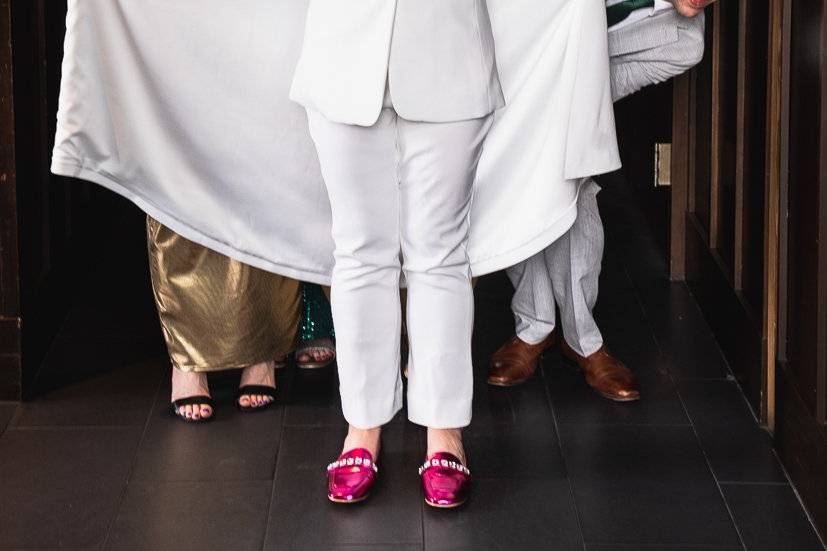 This bride wore a cape!