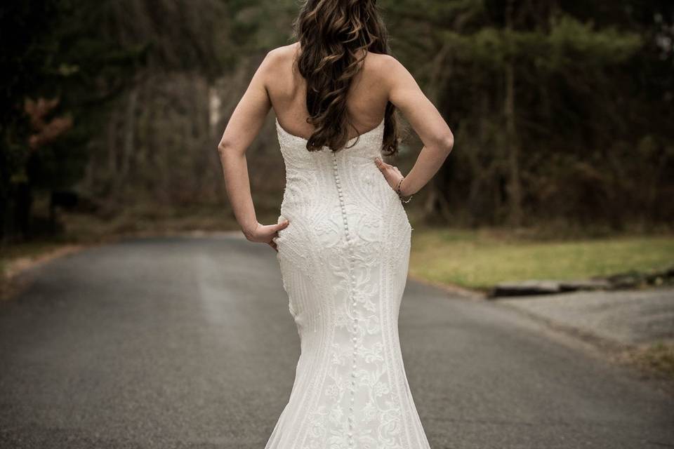 Bride on a country road