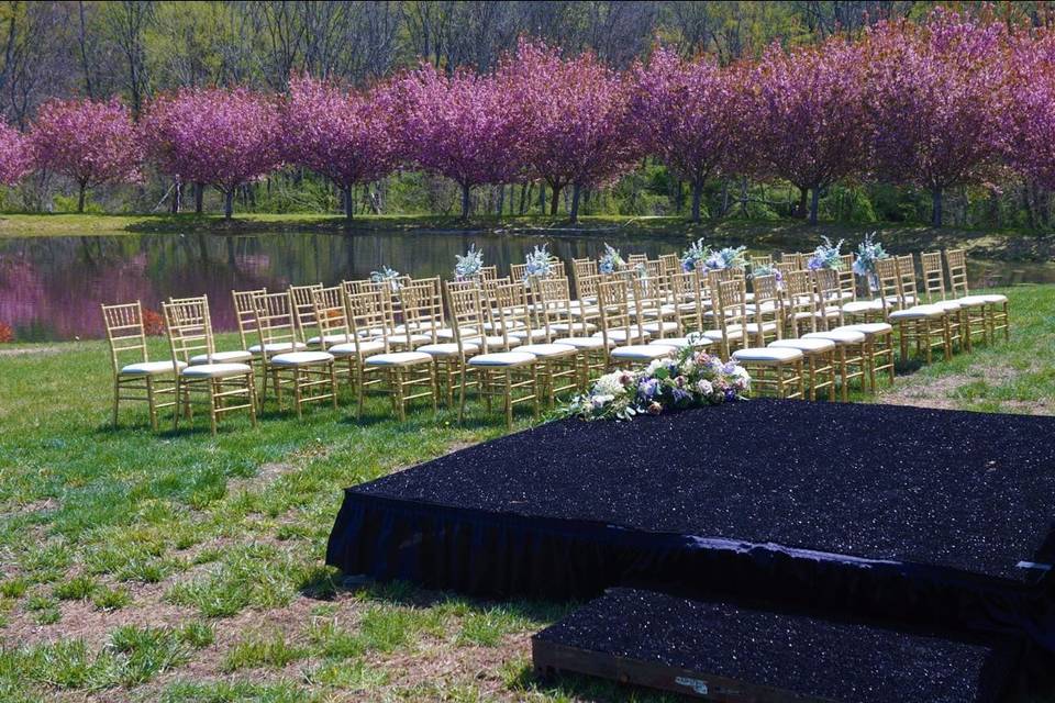 Ceremony chairs and stage