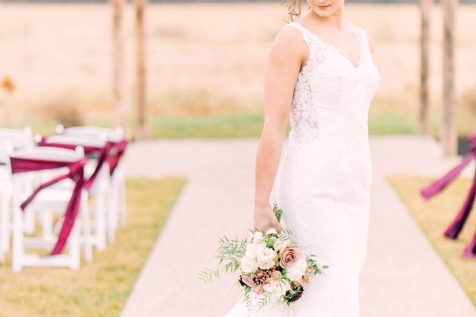 Gown with nature backdrop