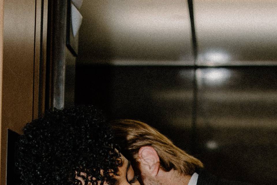 Couple in elevator