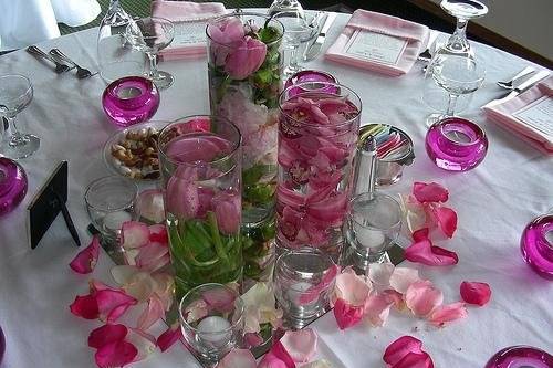 Table setup with centerpiece