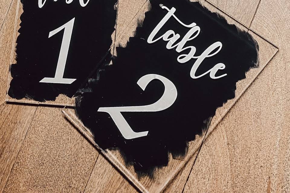 Table numbers on acrylic