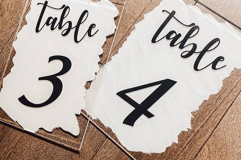 Table numbers on acrylic