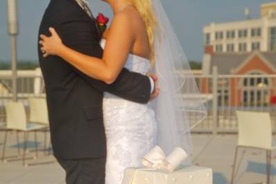 Newlyweds kissing