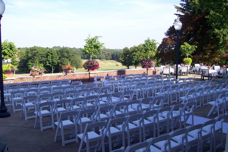 The Grande Terrace, Overlooking the Golf Course, set for a Perfect Ceremony