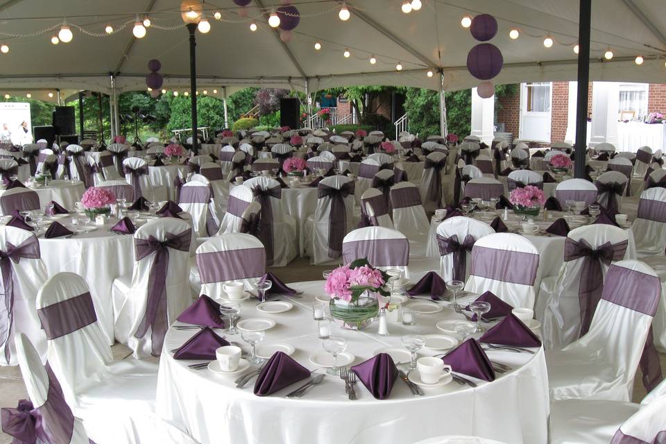 The Grande Terrace makes a wonderful place to entertain your guests for a cocktail hour, dinner & reception, or wedding ceremony - tented or untented!
