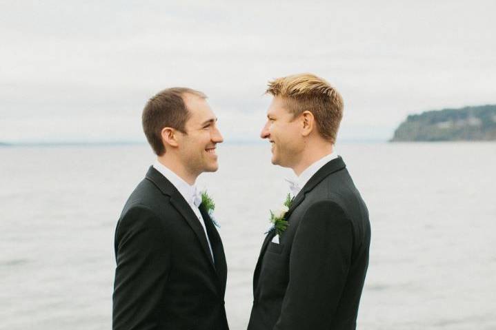 Newlyweds by the sea