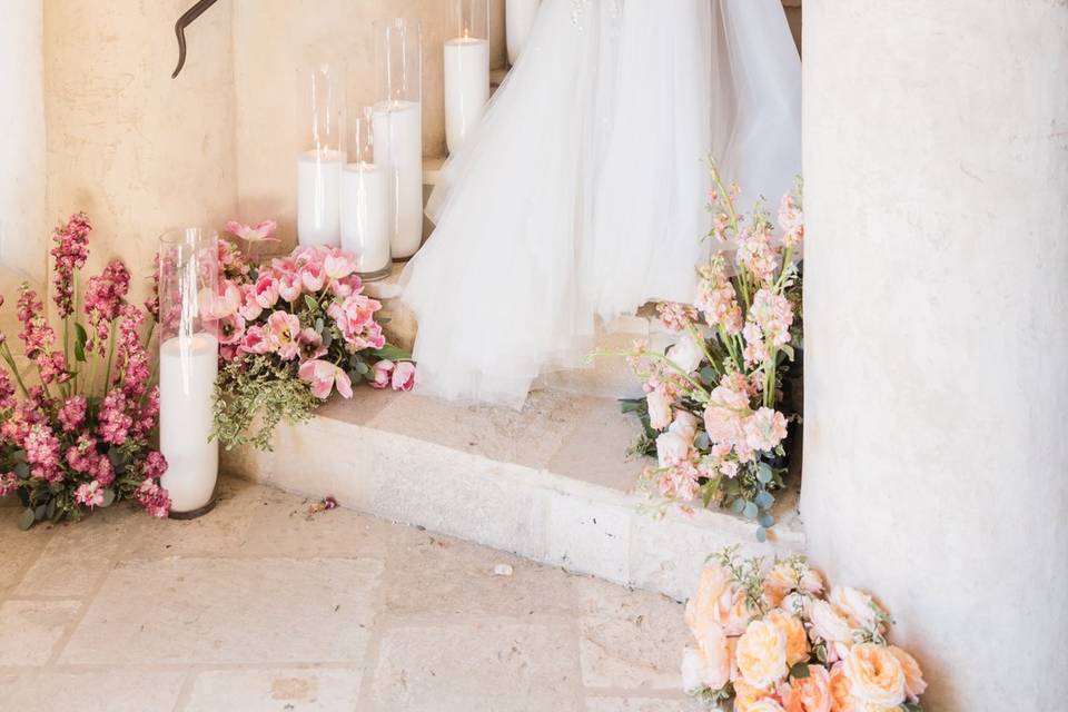 Staircase bridal portrait