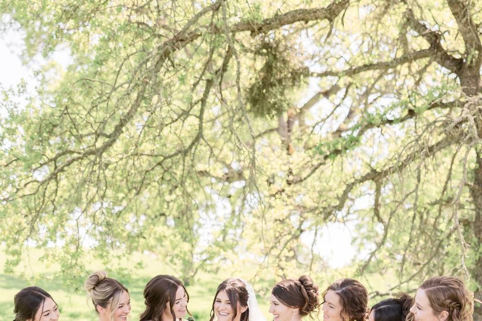 Bride with bridesmaids