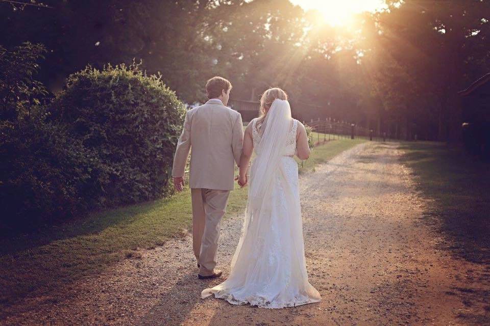 Newlyweds walking