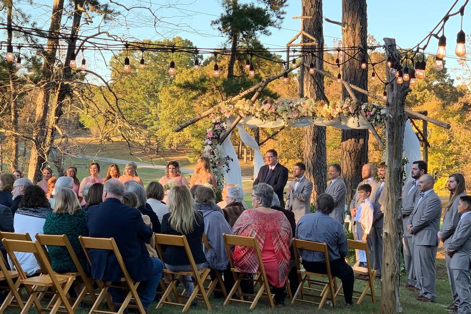 Evening sunshine over ceremony