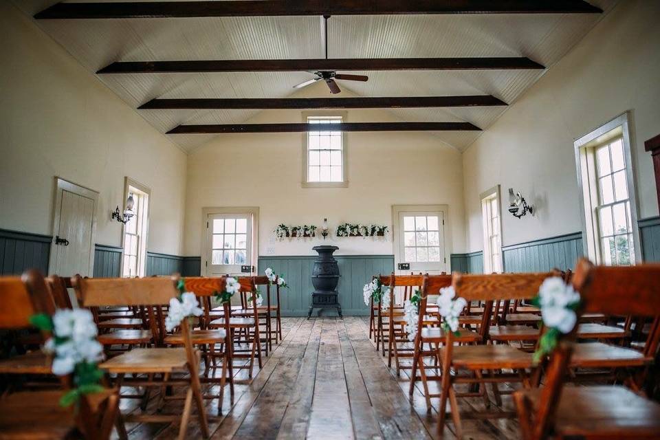 Little red school house interior