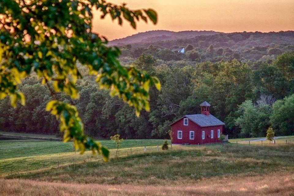 Little red school house from afar