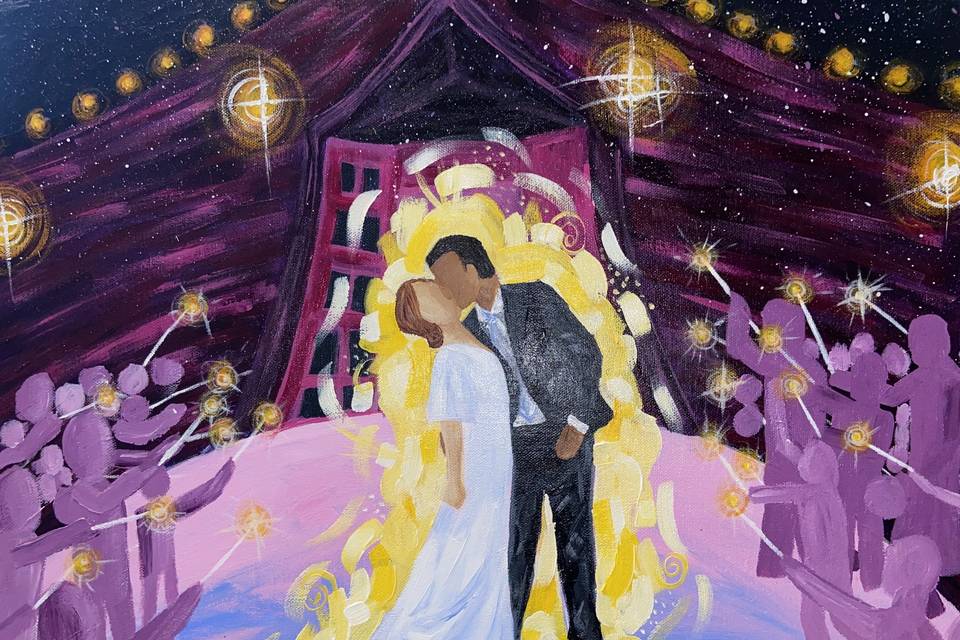 Live wedding painting, sendoff