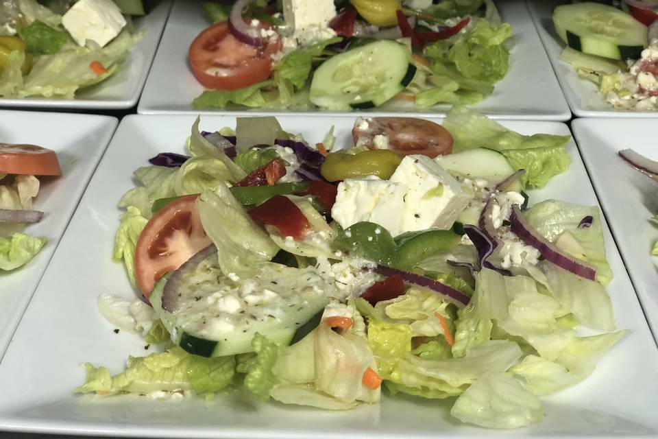 Plated greek salad