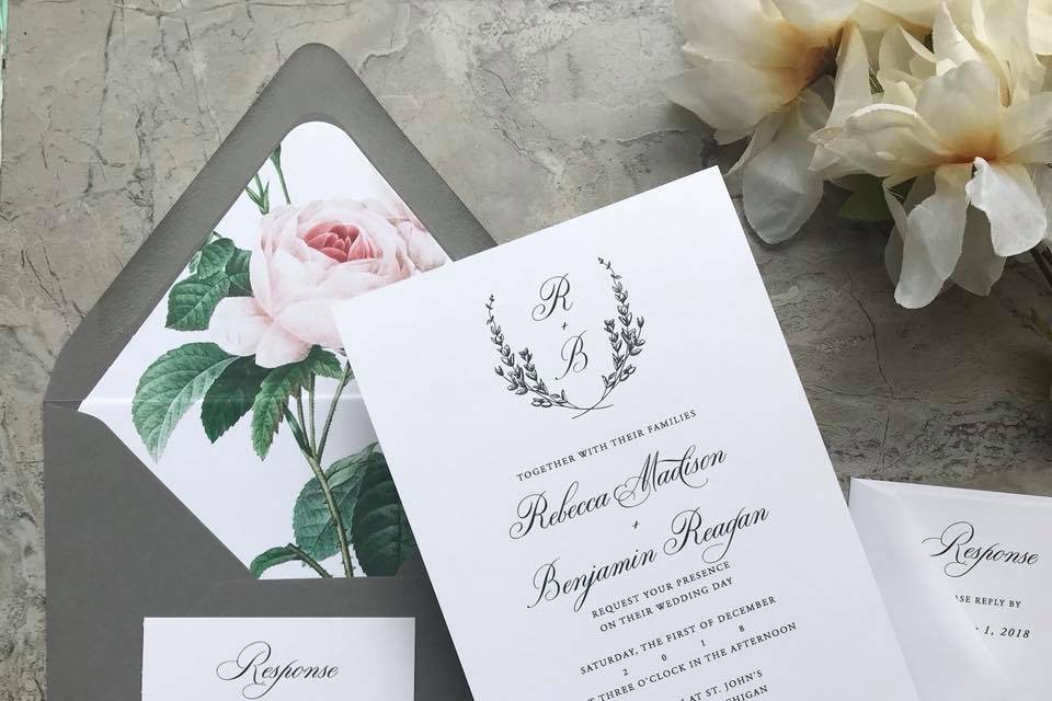 Wedding Crest Monogram Invite