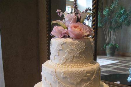 Cake with floral topper