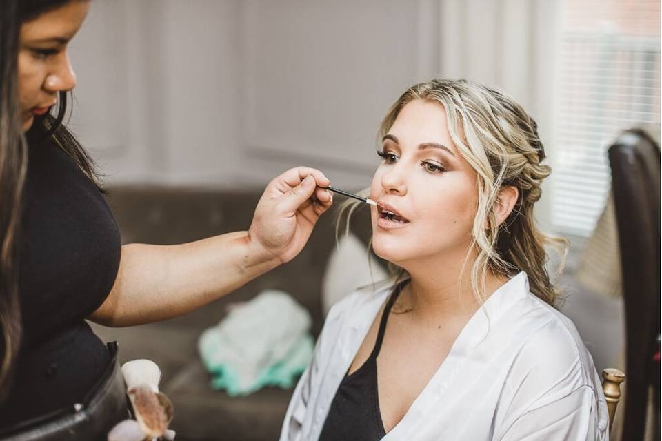 Makeup artist in action