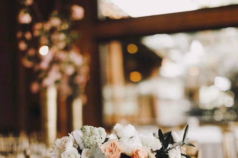 Blush and Greenery Centerpiece