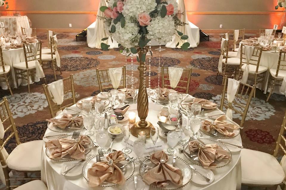 Table setup with centerpiece