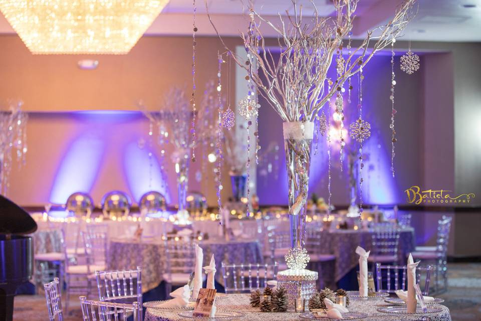 Table setup with centerpiece