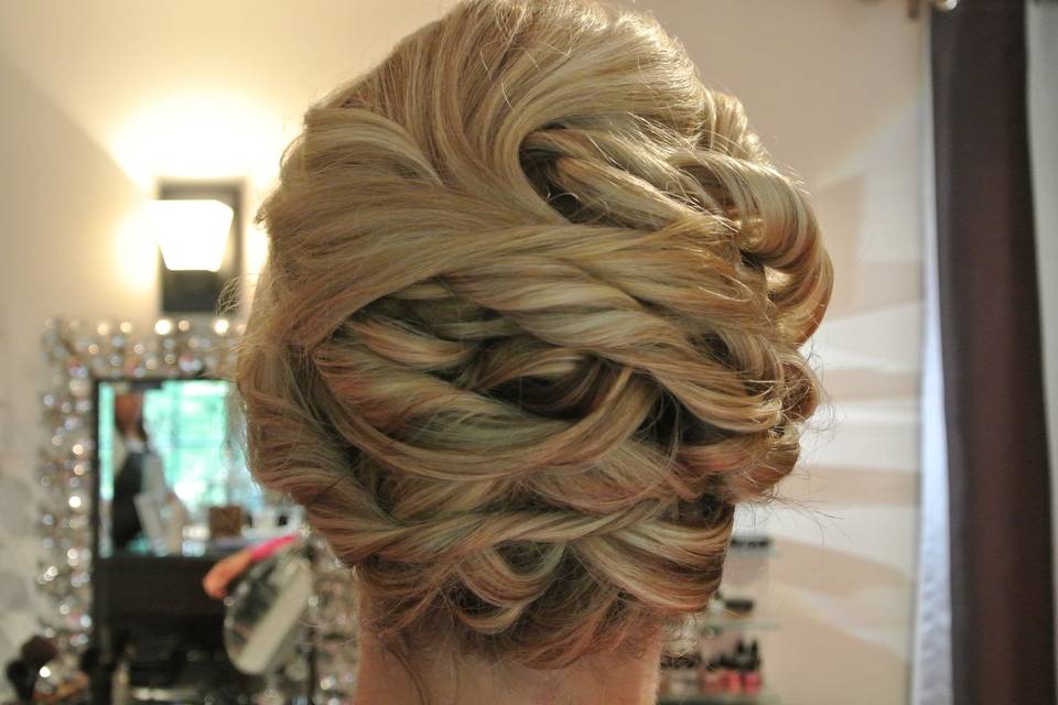 Bridesmaids hair up style.