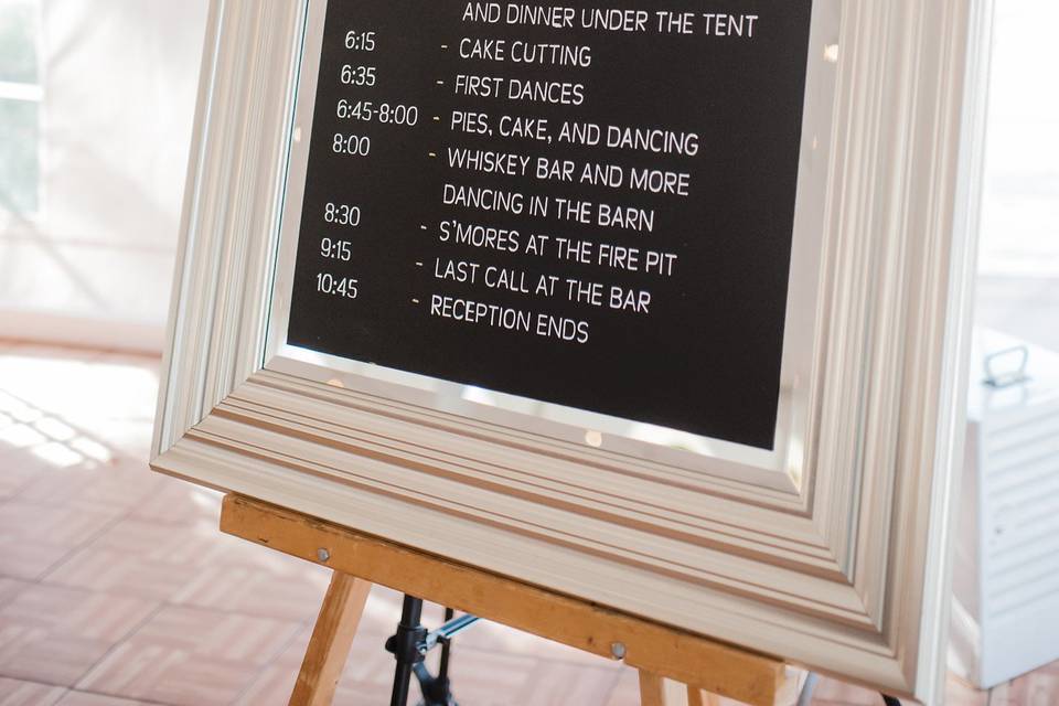 Schedule for fall wedding