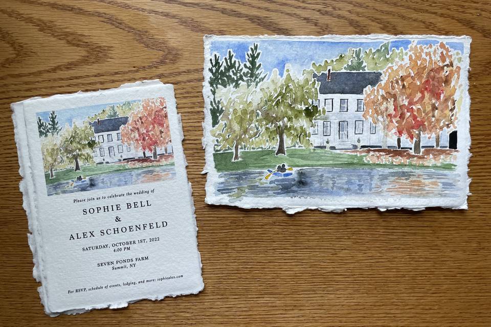 Watercolor wedding invites