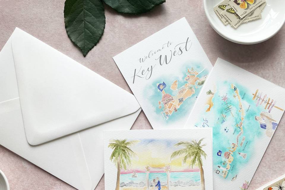 Watercolor invitation set