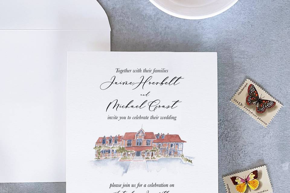 Custom watercolor invitation